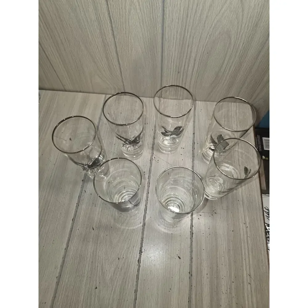 Vtg Federal Highball Glasses Canada Goose Game Birds Sportsman Barware Man Cave